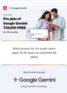 Google 🤝 Reliance Jio18 నెలల పాటు Free AI Pro Access!